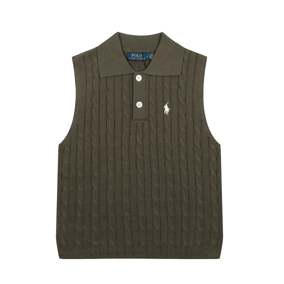 P166 💰 "Top quality" Style number: DS023# (not off the shelves all year round) [Ralph Lauren POLO lapel solid color pony embroidered logo knitted vest short sleeves] ✅Ralph Lauren Ralph Lauren classic basic versatile all-season cardigan knitted POLO vest vest short sleeves ✅Main supplier platform live broadcast Wholesale entity Replacement when out of stock Not off the shelf ✅ZP quality 1:1 version Scan the code to enter the GF website Counter quality ✅Details and quality are the only one in Guangzhou. Imported quality cotton yarn, focusing on high-end, cost-effective. Needless to say good quality. ✅Restore the original version. The maximum size can be worn up to 150 pounds. Loose, comfortable and stress-free. Olive green, denim blue, Chinese red